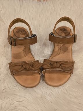 Stride Rite Girls' Brown Knot-Front Leather Sandals